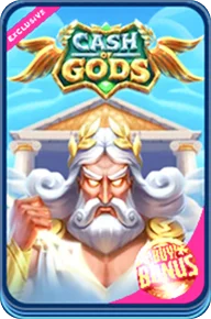 Ο Ζεύς με χρυσά φτερά και το λογότυπο Cash of Gods
